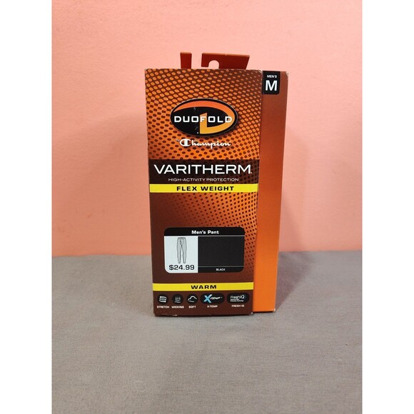 Men's Champion Duofold Varitherm Flex Weight Pants Black Medium - Picture 1 of 4